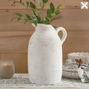 Frontgate White Ceramic Pitcher Vase - NWT